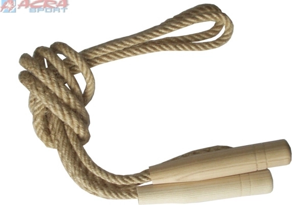 Corde à sauter en jute conique Acra 2,5 m avec poignées en bois