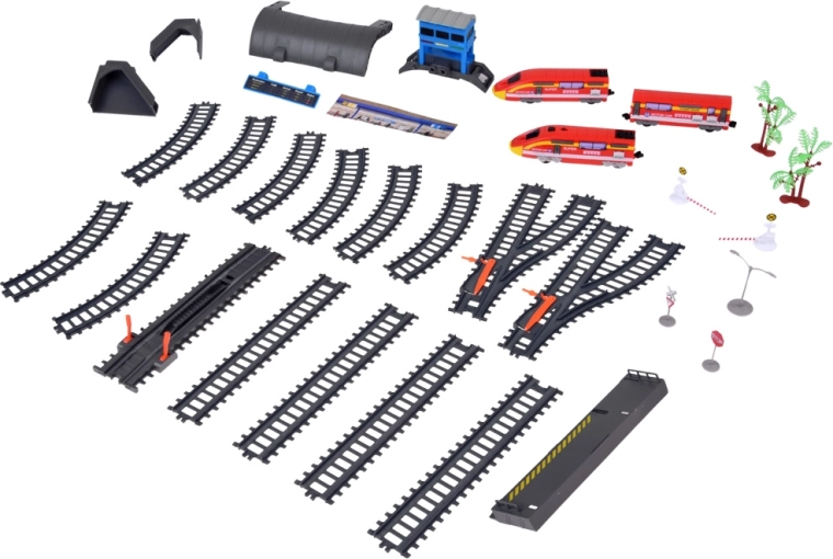 Rails avec aiguillages et accessoires pour un décor détaillé
