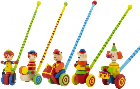 Str pousse-pousse en bois clown 60 cm