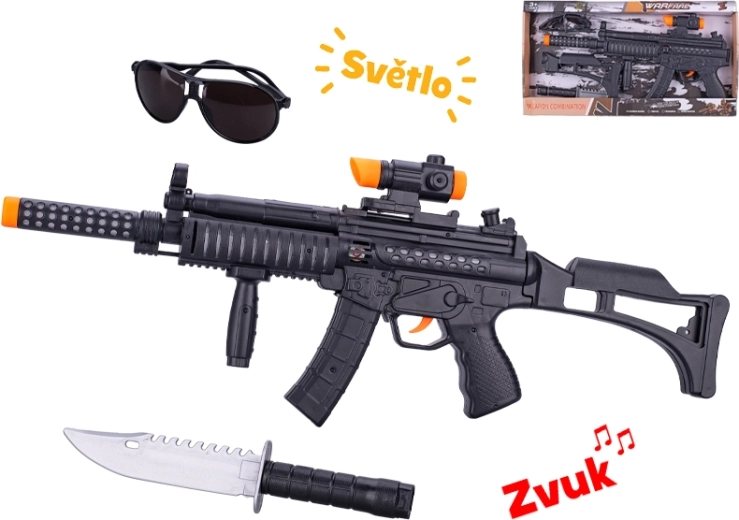 Pistolet-mitrailleur pour enfants 44 cm avec effets lumineux et sonores