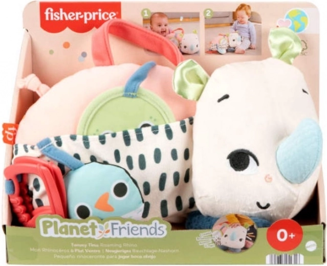 rhinocéros en peluche d’activité fisher-price planet friends pour jeu sensoriel