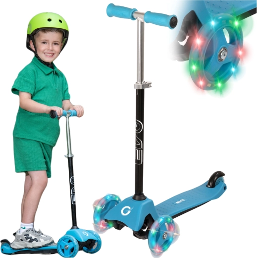 Trottinette enfant à trois roues EVO Light Up Mini Cruiser bleue