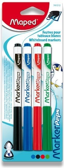 Maped marqueurs pour tableau blanc Marker'Peps, set de 4 pcs