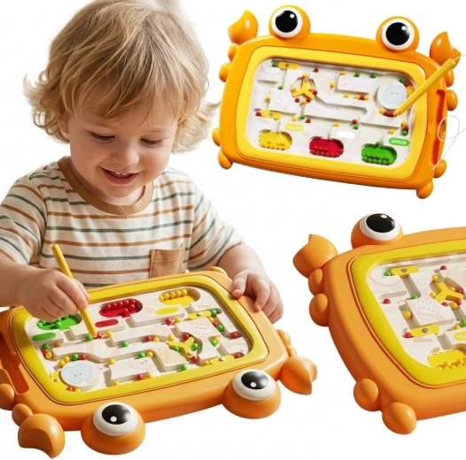 Tableau magnétique Montessori Woopie labyrinthe en forme de crabe orange