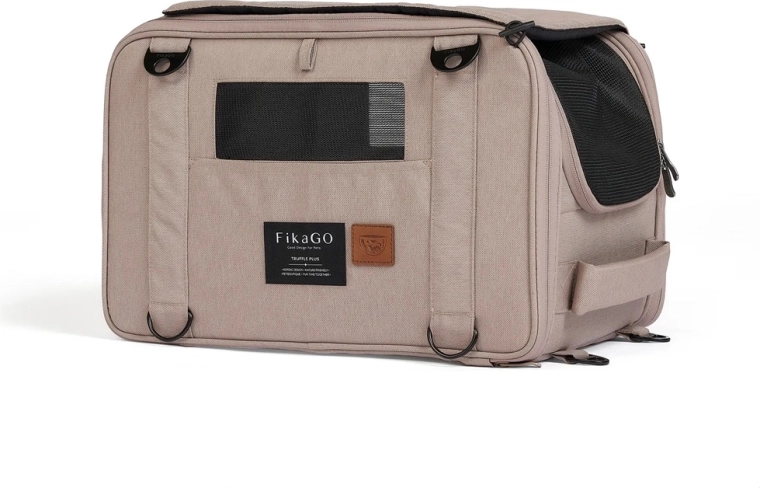 Sac de transport de voyage FikaGo Truffle Plus Sandy Beige pour chiens et chats