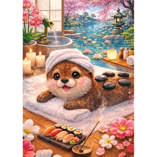 Motif adorable de loutre au spa