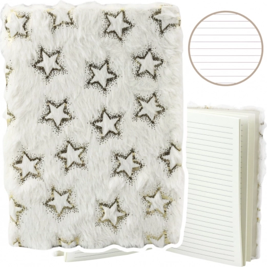 Carnet avec couverture en peluche Étoiles dorées A5 80 feuilles