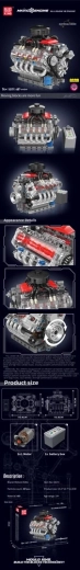 Kit de construction Mould King moteur V8, 488 pièces