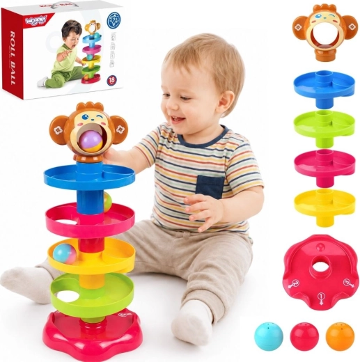 Circuit à billes en spirale Woopie Baby avec 3 balles