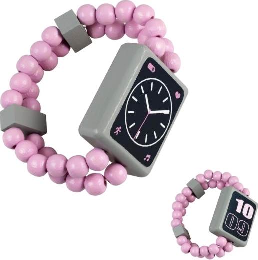 Montre-bracelet réversible en bois Detoa, rose