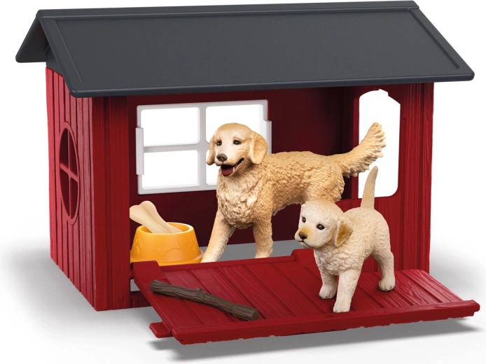 Niche pour chien avec golden retriever Schleich Farm World