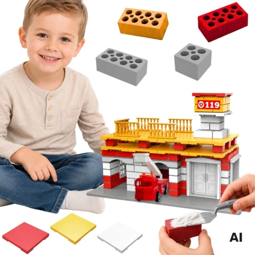 WOOPIE jeu de construction station de pompiers avec camion de pompiers 140 pièces