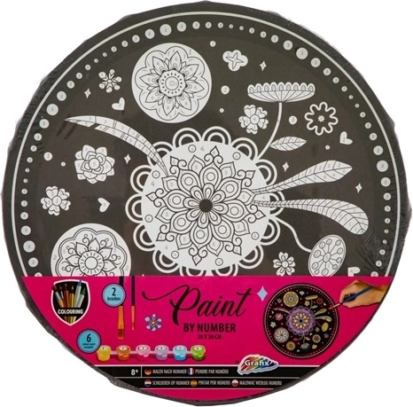 CCG peinture par numéros sur toile ronde 30 cm – fleurs