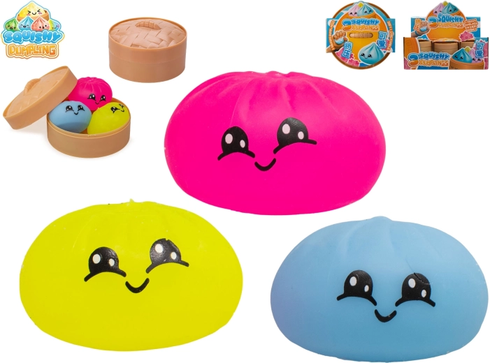 Dumpling – lot de 3 jouets antistress à presser en panier