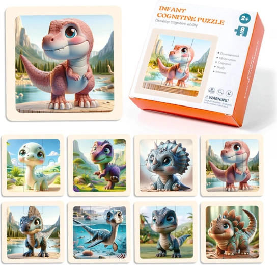 Puzzle en bois dinosaures 8 pièces