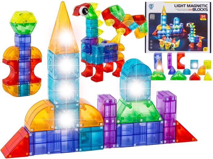 Blocs de construction magnétiques lumineux 3D – 94 pièces