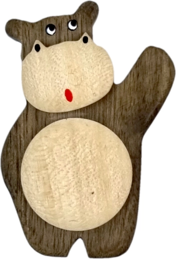 Magnet en bois pour réfrigérateur – hippopotame