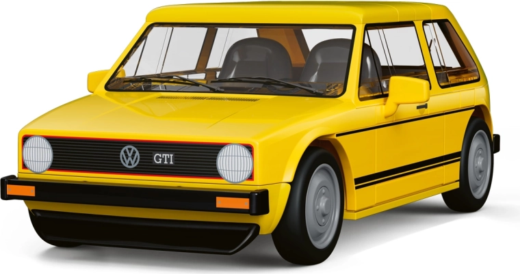 GTI jaune vif aux roues mobiles