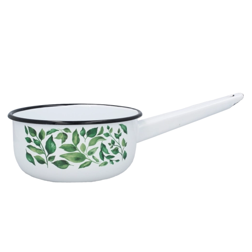Casserole en émail avec poignée 1,5 l, 16 cm, blanche Ficus