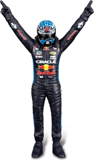 Figurine du pilote Max Verstappen dans une pose de champion