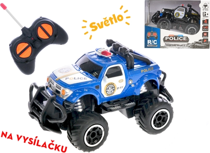 Voiture tout-terrain de police RC 14 cm avec lumière, 27 MHz