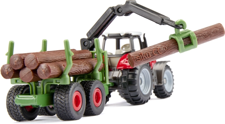 Remorque forestière avec grue et grappin