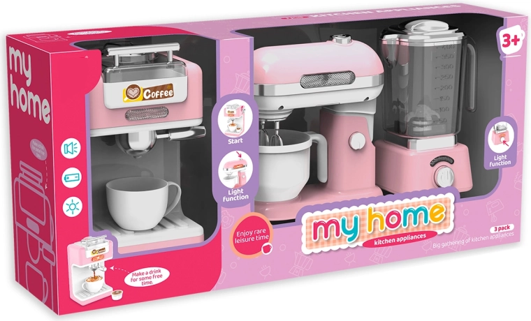 Set d’appareils de cuisine pour enfants – cafetière, mixeur et presse-agrumes