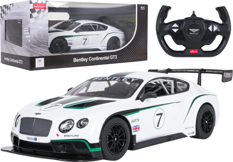 Voiture télécommandée Bentley Continental GT3 RASTAR à l’échelle 1:14 blanche