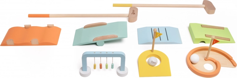 Fabrication en bois avec des obstacles colorés