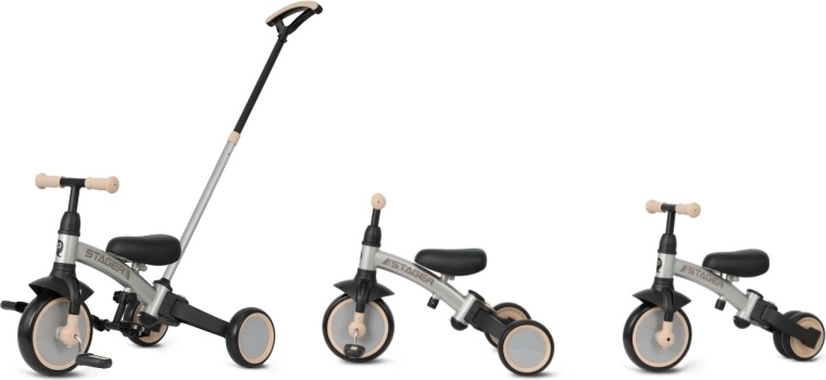 3 en 1 : tricycle, poussé par un parent et draisienne