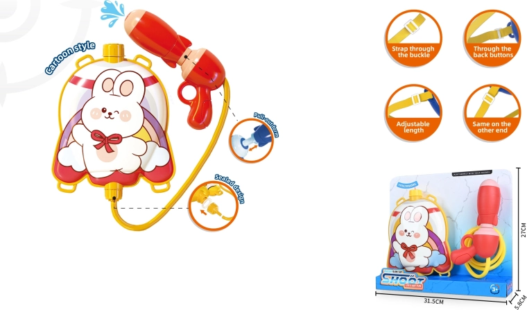 Pistolet à eau avec réservoir sac à dos lapin