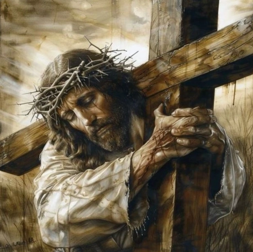 Peinture diamant Jésus portant la croix 30 × 40 cm