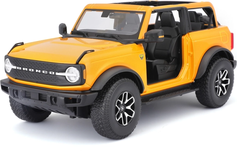 Maisto Ford Bronco Badlands orange modèle 1:18 sans portes