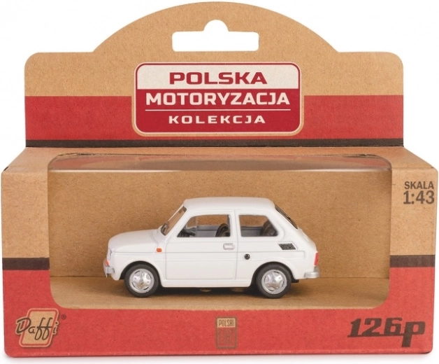 Modèle réduit métallique de voiture Fiat 126p PRL blanc, 1:43