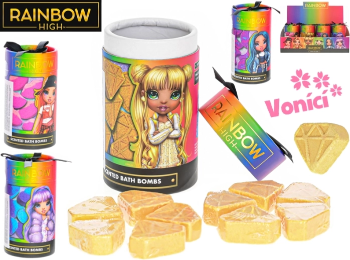 Rainbow High bombes de bain parfumées – 10 pièces en tube, formes assorties