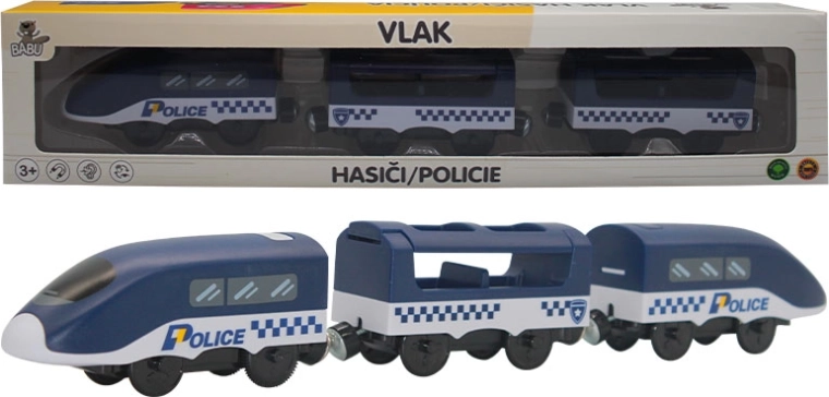 Babu petit train de police avec wagons magnétiques à piles