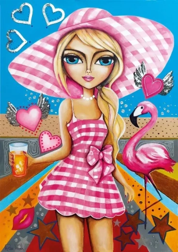 Puzzle Dame en rose 1000 pièces