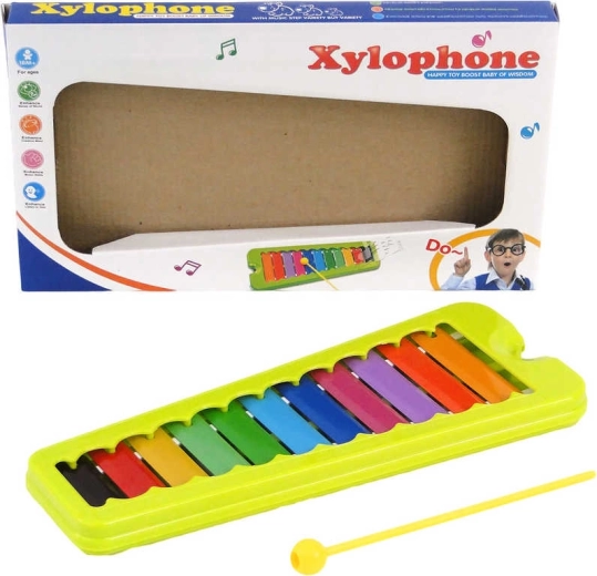 Xylophone enfant coloré avec 11 touches et une baguette