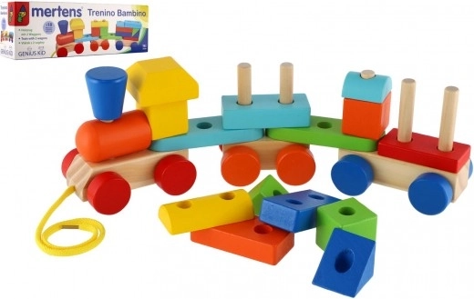 Petit train en bois coloré avec wagons de Mertens