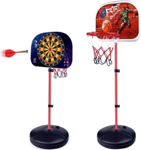 2 en 1 : basket-ball et dart sur un seul support