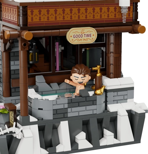 Détente hivernale : source chaude intégrée à la diorama