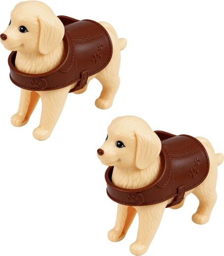 Deux petits chiens avec accessoires de soin