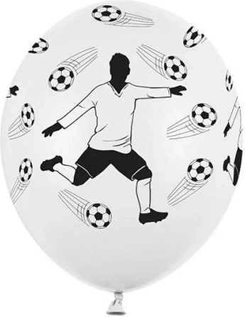 Ballon 30 cm avec imprimé de footballeur et ballons, blanc pastel - 1 pièce