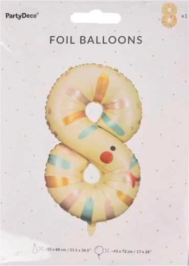 Ballon en aluminium chiffre 8 avec motif serpent KIDS 88 cm