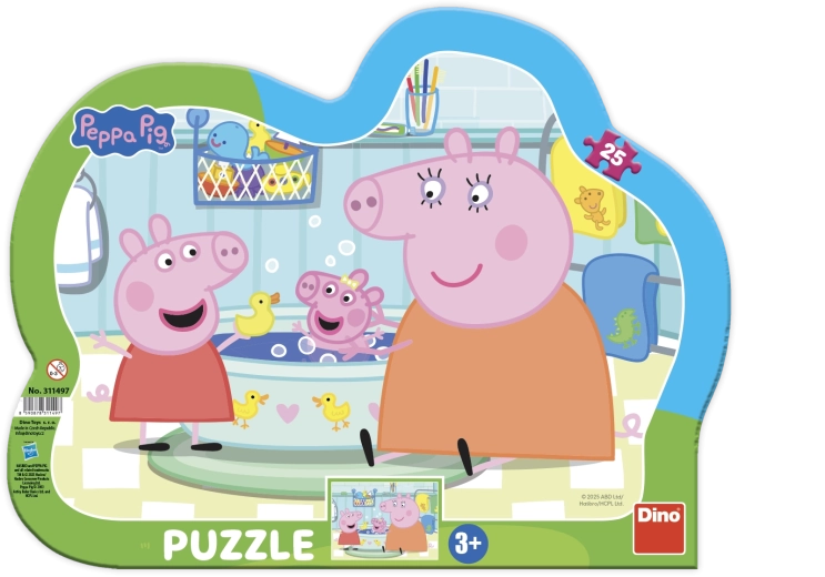 Puzzle de plateau pour enfants Peppa Pig dans la baignoire, 25 pièces