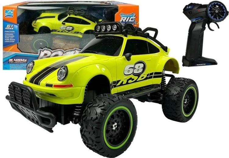 Voiture RC amphibie verte rechargeable avec une vitesse de 6,5 km/h