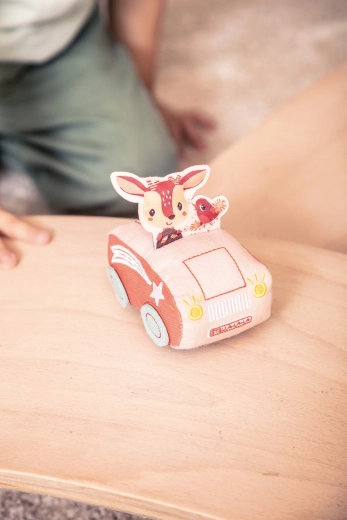 Voiturette en peluche à friction Lilliputiens avec la biche Stella