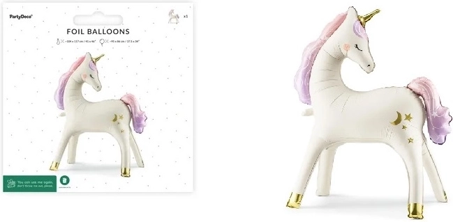 Ballon en aluminium sur pied Licorne mat 95 × 86 cm