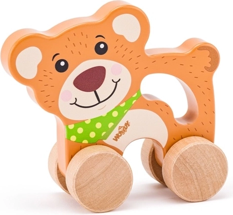 Woodyland ours en bois sur roulettes avec poignée