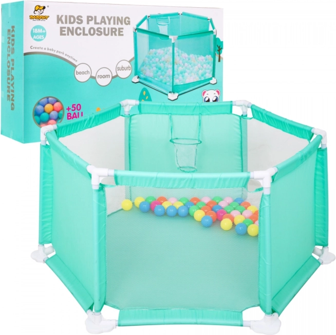 Parc pour enfants avec 50 balles et panier de basket – piscine à balles, 18+ mois